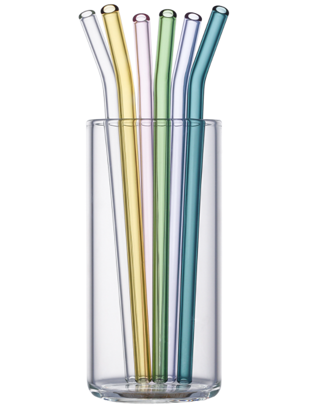 Handmade Reusable Colored Glass Straws Set
