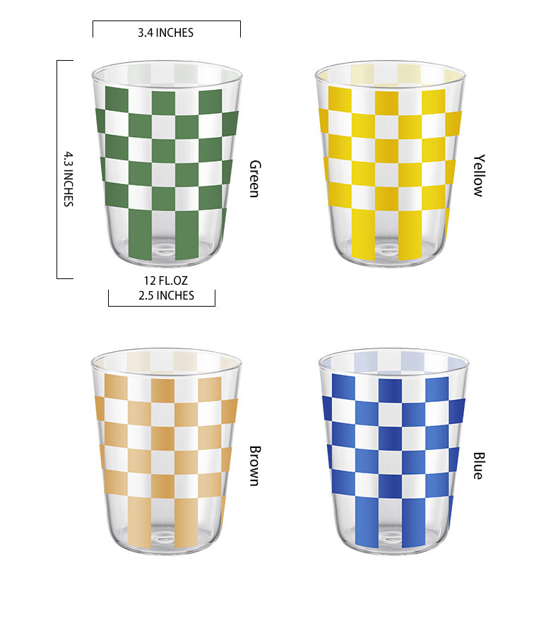Handmade Checkered Water Glass Set, checkered drinking glasses, Our Dining Table