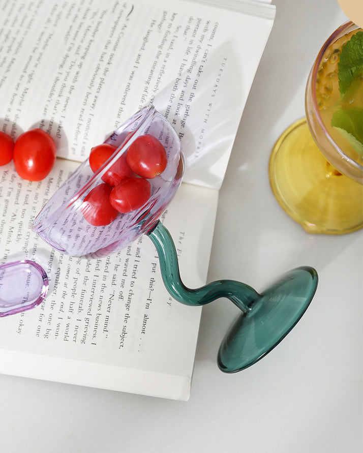 Colored Glass Goblets , Our Dining Table, glassware, glass goblet, goblet, colored goblet, colorful goblet, colorful glass,