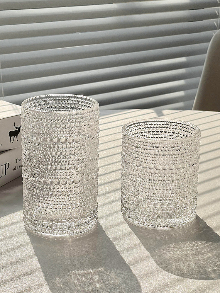 Classic Stunning Beads Pattern Glassware with Gold Rim (Set of 6)