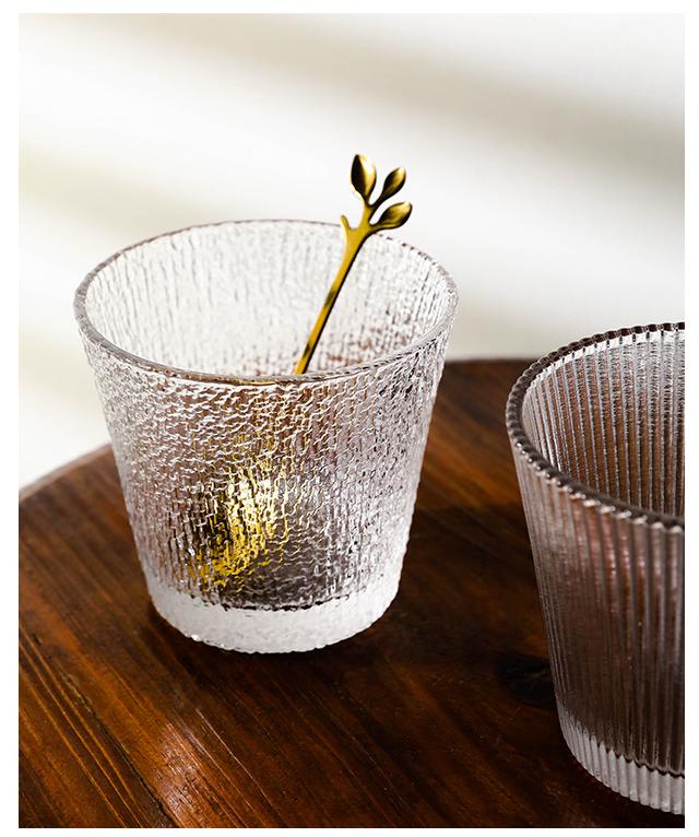 Ribbed Pattern Small Tea Glass or Cocktail Glass - Set of 2