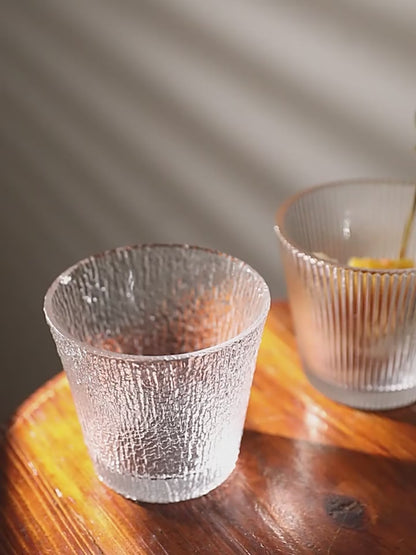 Ribbed Pattern Small Tea Glass or Cocktail Glass - Set of 2