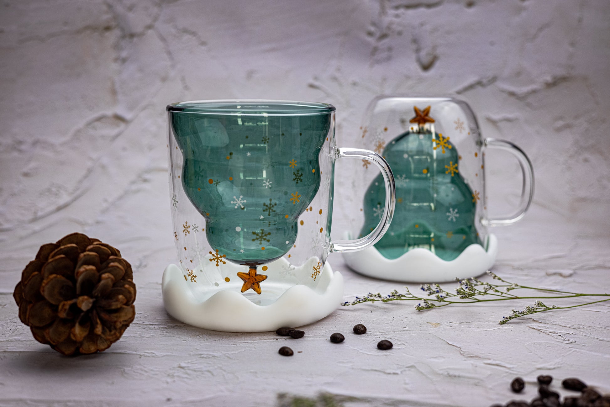 Christmas Tree Shaped Double Walled Glass Coffee Mug – Our Dining Table