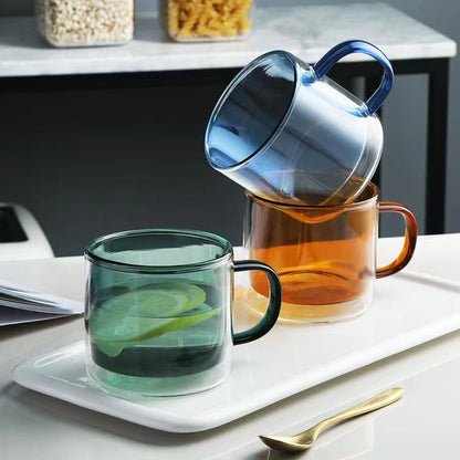 double wall glass coffee mugs, double wall coffee cups, Colored glass coffee mugs, double wall glass cup, colored glass mugs,