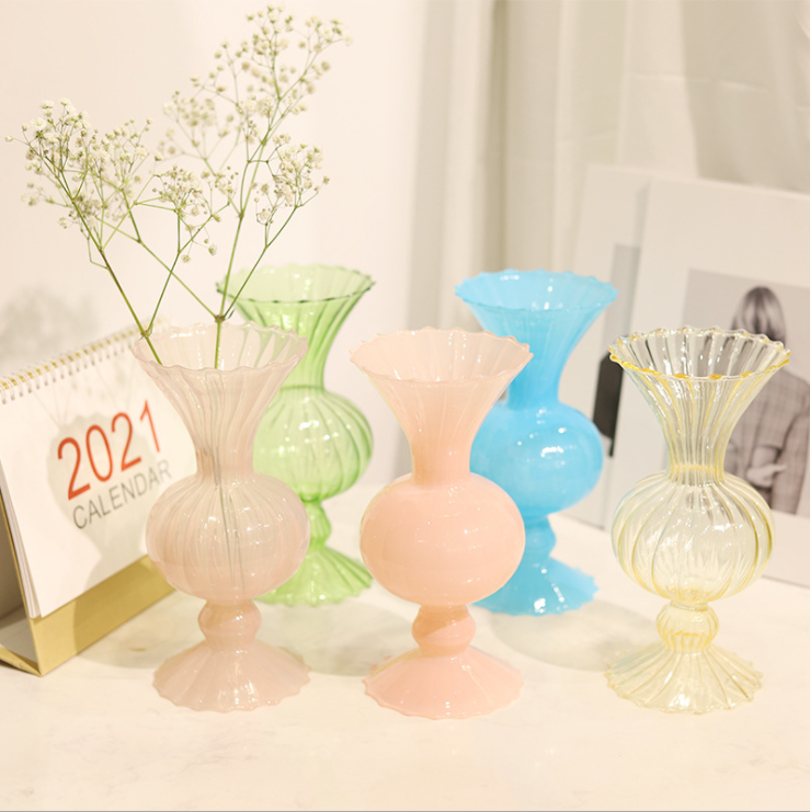 Puffy Ribbed Glass Vase DecorOur Dining Table