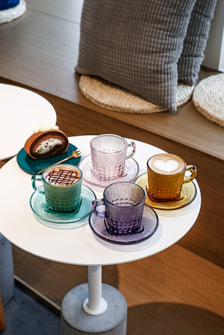 Our Table™ Kona 16 oz. Modern Glass Coffee Mug Set of 4- Brand New