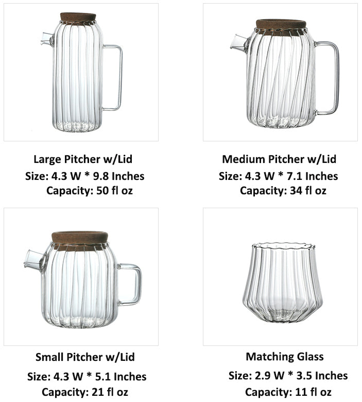 Glass Pitcher with Lid and Handle,50 oz/1500ml Water Jug
