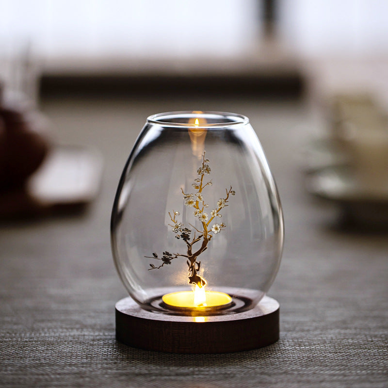 Tea Light Candle Holders with Wood Bottom