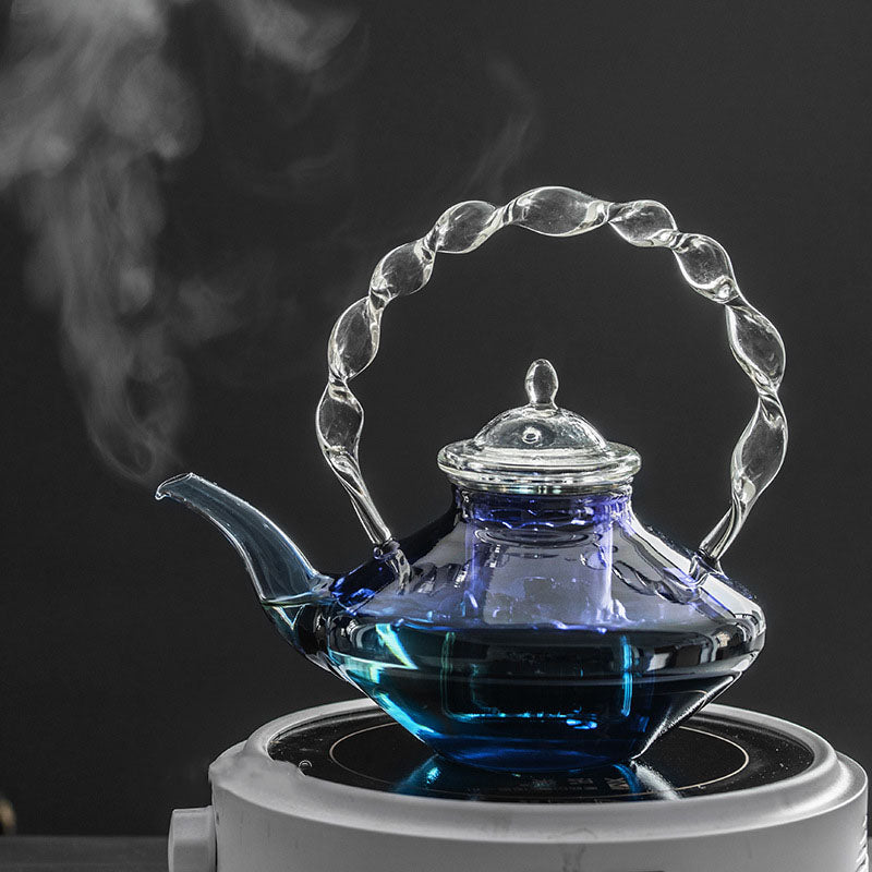 Elegant Blue Glass Teapot with Infuser