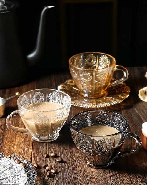 European Glass - Cappuccino Cups with Saucers - 8.75 Oz - Glass Coffee –  Barski
