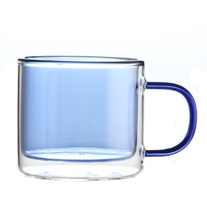 6pcs Blue Glass Mugs With Handles